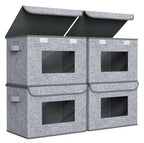 Univivi Fabric Storage Bins with Lids for Clothes 4 Pack, Grey Linen - color: Linen Grey