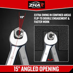 zhax 18mm Metric Combination Wrench, 12 Point Box End, 15 Degree Offset Design, Mirror Polish Finish, Forged CR-V Steel, Hand Tools for Mechanics, Ideal for Auto and Home Repair - size: 18mm