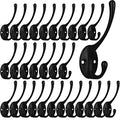 IBosins 30 Pack Heavy Duty Utility Black Dual Coat Hooks for Coat, Bag, Hat - color: 30 Pcs Black