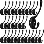 IBosins 30 Pack Heavy Duty Utility Black Dual Coat Hooks for Coat, Bag, Hat - color: 30 Pcs Black