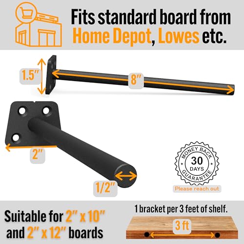 EVALD 8 Inch Floating Shelf Brackets, Hidden Shelf Brackets for Floating Shelves, Heavy Duty Shelf Bracket with Screws & Anchors, Floating Shelf Mount, 8 Inch Shelf Brackets (6 Pack) - size: 8 Inch, style: 6 Pack All-purpose