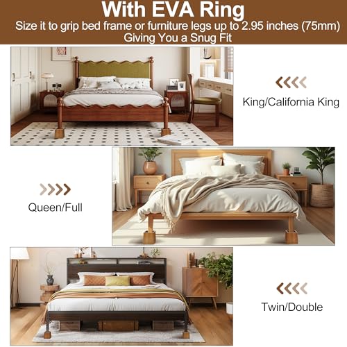 Wooden Bed Risers 4 Inch Heavy Duty, Support 2500 lbs, Retro Brown - color: Retro Brown, size: 4"H(Inner 3"H)