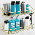 Nieifi Shower Caddy Adhesive, Shower Shelves, Shampoo Holder for Bathroom - color: Gold, size: 2 Pack