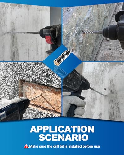 SDS Plus Carbide Cross Tip Concrete Drill Bit - 1/2" SDS-Plus Hammer Drill Set for Concrete, Brick, Stone & Masonry - 8" Length (10-Piece) - size: 1/2"x8"