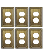 Switch Plates Outlet Covers, 6-Pack Antique Brass Metal Wall Plates - color: Antique Brass, size: 1 Duplex 6PK