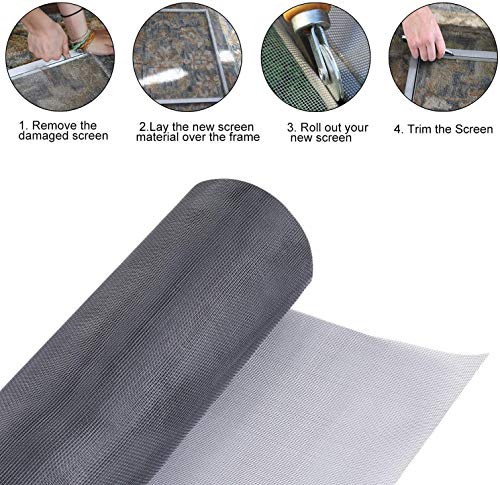 Fiberglass Screen Roll 48" x 100' A Continuous Roll UV Protection Install and Repair Door and Window Screen(48" x 100', Grey) - color: Sliver Grey, size: 48" x 100'