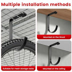 Bike Hooks for Garage Ceiling Mount Rack, Add on Storage Flat Hook, 8 Pack - color: Black-8Pack