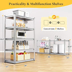 REIBII Galvanized Garage Shelving with PP Boards for Pantry Office Garage - size: Sliver 28"Wx12"Dx60"H