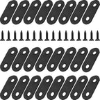 24 Pack Black Flat Bracket Straight Brace Mending Plates - color: Black, size: 24 Pcs / 1.42 x 0.63 in