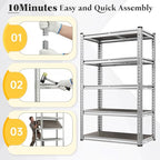 REIBII Galvanized Garage Shelving with PP Boards for Pantry Office Garage - size: Sliver 28"Wx12"Dx60"H