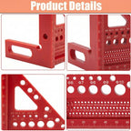 3D Multi-Angle Carpenter Square, 45/90 Plastic Layout Ruler, Red - color: Red