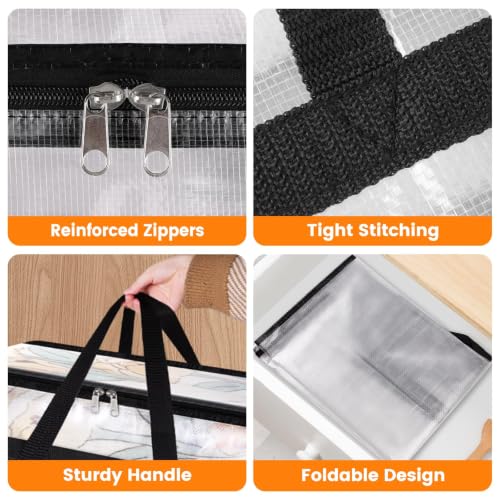 BlissTotes Moving Bags 90L 4PCS, Clear Clothes Storage Under Bed Storage - size: 90L
