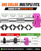 MAXRICH Ultra-Thin 1-Inch Barbell Clamps, Quick Release Weight Clips for 23–30mm Bars, Secure Barbell Collars for Home Gym - color: Rose