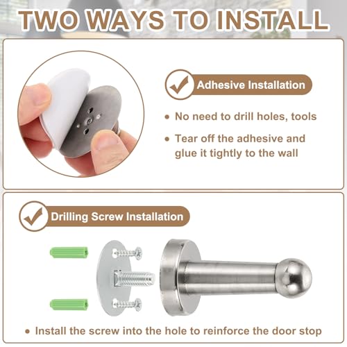 uxcell 6.5" Magnetic Door Stoppers, Wall Floor Mounted Magnetic Door Catch Holder, Stainless Steel Door Stops for Bedroom, Bathroom, Kitchen, Office, Silver - size: 6.5"