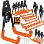 HUPBIPY 12 Pack Garage Hooks Heavy Duty, Wall Mount Ladder Hooks - color: 12 Pack Orange
