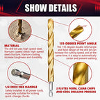 30 Pcs Impact Twist Drill Bit Set，1/16"-1/2" Hex Shank Hss Titanium Drill Bits，Fit for Metal/Wood/Plastic Sink