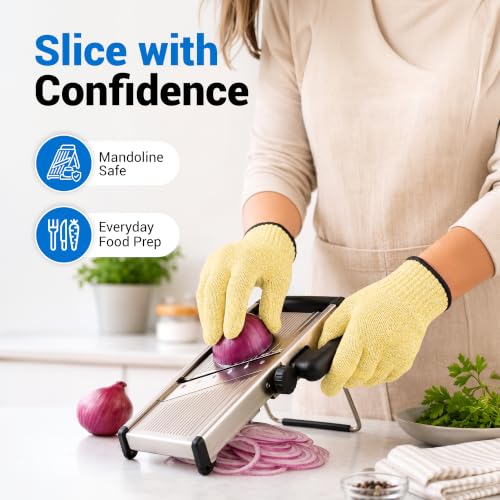 A5 Cut Resistant Gloves, Food Grade Kitchen Safety Gloves - color: Beige, size: Small