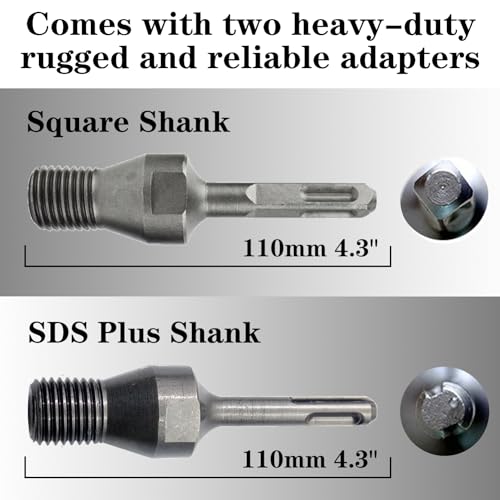 2" Dry Core Drill Bits for Cured Concrete with Rebar Brick Block Masonry etc 13in/330mm Drilling Depth，10mm Diamond Segment Height，2 Adapters - size: 2 inches