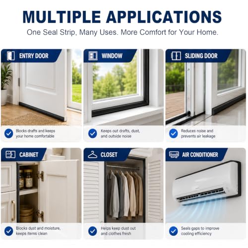 Storystore Self Adhesive Foam Weather Stripping, 1/2"x1/8"x16.5FT Door Seal - size: 1/2In x 1/8In x16.5Ft