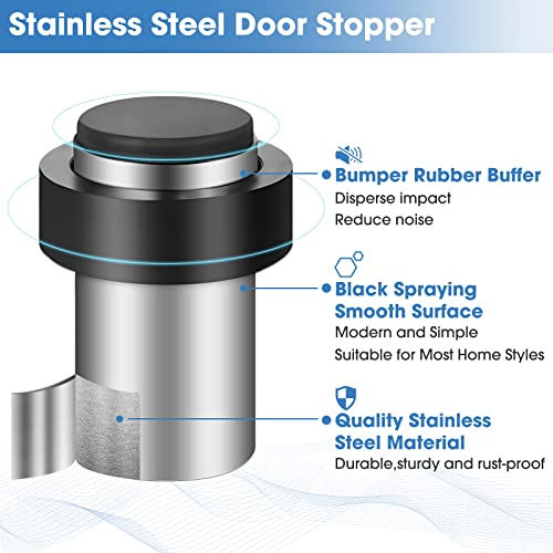Chumia 20 Pcs Floor Mounted Door Stopper Stainless Steel,Silver - color: Silver