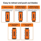 Mister Rui 2-in-1 Razor Scraper, 20 Blades, Retractable, Multi-Surface - color: 1 Retractable Orange