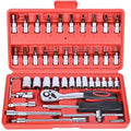 Egofine 46 Pieces 1/4 inch Drive Socket Ratchet Wrench Set Nickel Tool - color: Silver
