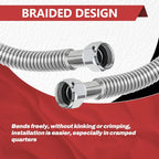 2piece EFIELD Flexible SS Corrugated Hose Connector,1" FIP x24"Length - size: 24"L(1" FIP)
