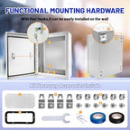 Outdoor Electrical Box 20x16x6 NEMA 4X IP66 Waterproof Junction Box - size: 20 x 16 x 6''
