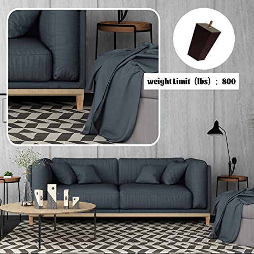 Furniture Legs Square Bed Feet, 4 inch, Dark Brown, Set of 8 - color: 8sets, size: 4inch