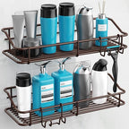 Nieifi Shower Caddy Adhesive, Shower Shelves, Shampoo Holder for Bathroom - color: Brown, size: 3 Pack