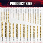 30 Pcs Impact Twist Drill Bit Set，1/16"-1/2" Hex Shank Hss Titanium Drill Bits，Fit for Metal/Wood/Plastic Sink