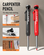 Nicpro Carpenter Pencils with Sharpener, Mechanical Pencil for Construction - color: Black,Red, size: 2 Pack