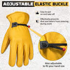 Cowhide Work Gloves Men & Women, Reinforced Palm, Puncture Resistanta - size: Medium