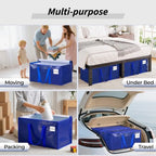 16 Pack Extra Large Clothes Storage Bins with Lids, Moving Bags, Blue - color: Blue, size: 16 Pack