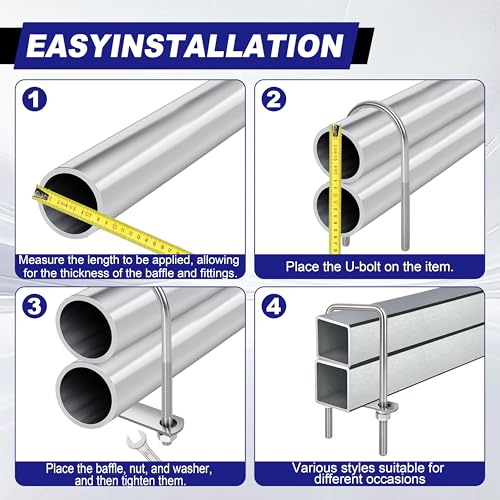4 Sets M12 Square U Bolts 2 Inch Wide, 1/2" x 2-1/16" W x 4-1/2"L - size: M12 x 2-1/16"W x 4-1/2"L