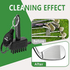 Black Mini Golf Brush, Dual-Sided Nylon Brass, Retractable Keychain - color: Black