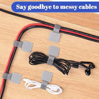 100 Pcs Hook and Loop Cable Straps, Cable Management Under Desk, Grey Ties - color: Grey