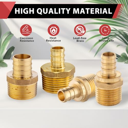 100PC EFIELD Pex Crimp Fitting,3/4" x 3/4"NPT Male Adapter(PEX1807021-100) - size: P100, style: 3/4 x 3/4