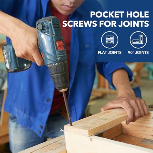 Pocket Hole Screws #8x1-1/2 Zinc, Coarse Thread Wood Screws 300Pcs, Washer Head with Square Drive, 150MM Drive Bit Included - color: Zinc, size: #8x1-1/2‘’