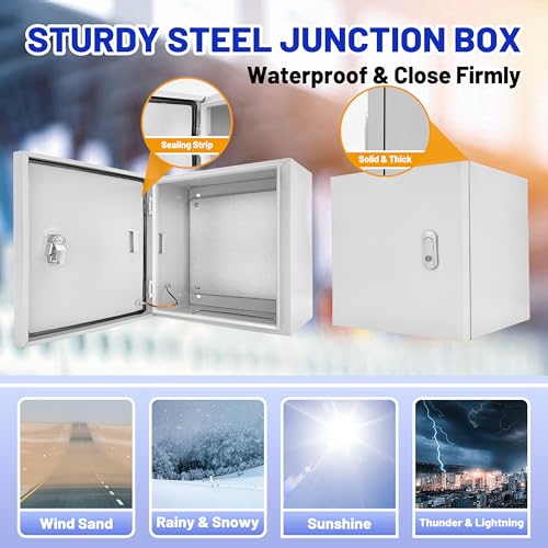 Electrical Junction Box 24x24x12, NEMA 4X IP66 Steel Enclosure Box - size: 24 x 24 x 12''
