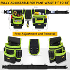 Tool Belt with 4 D-Rings,27-Pockets Tool Belts for Men,Construction - color: Green & Black, size: 27 Pockets with Magnet Pouch