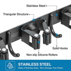 IMILLET Broom Holder Wall Mount,Heavy Duty Garage Organization Broom Hanger - color: 5 Racks with 4 Hooks, size: 1 Pack