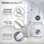 Buenalife Heavy Duty Cleaning Brushes Set of 4 - Extra Long Straw Cleaners for Metal and Plastic Reusable Drinking Straws, to Clean Small Spaces, Sippy Cups, Water Bottles - Sturdy Hard Brush Bristles - color: Gray