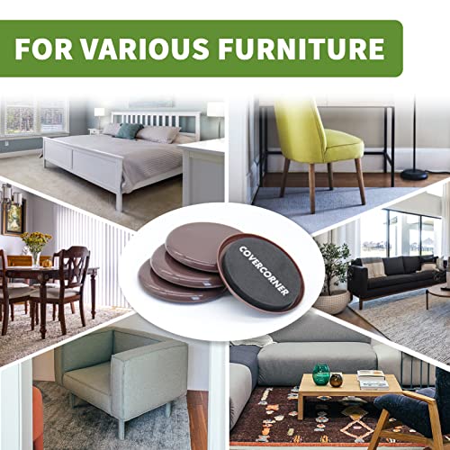 Furniture Sliders for Carpet 16 PCS - 3 1/2" Brown - size: 16 PCS 3 1/2 inch Brown