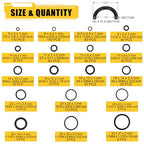 780PCS 18 Sizes Rubber O Ring Assortment Kit with 180° Pick & Hook Tool - size: 780PCS