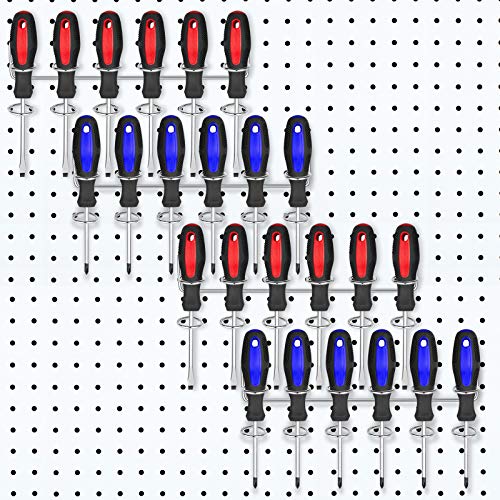 Ripeng 4 Pieces Pegboard Screwdriver Holder PegBoard Tool Holders, Silver - color: Silver