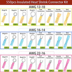 550Pcs Electrical Waterproof Heat Shrink Wire Connector Terminal Kit - size: 550pcs-Assortment