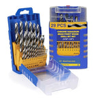 Brad Point Spiral Drill Bit Set, Sizes 1/16″–1/2″, 29 Pcs - size: 1/8 in to 1/2 in