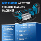Tile Vibration Tool 250mm Suction Cup 882lbs/400kg Adsorption Handheld Tile Installation Leveling Machine Tile Vibrator Tool for Tiling Leveling Laying Max.28000r/Min 9 Speeds