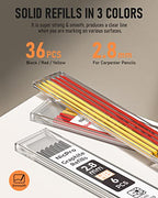 Nicpro 3 Pack Carpenter Pencils with Sharpener, Pencils for Construction - color: Black,Red,Yellow, size: 3 Pack